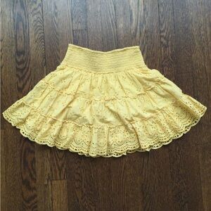 Yellow Eyelet Skirt